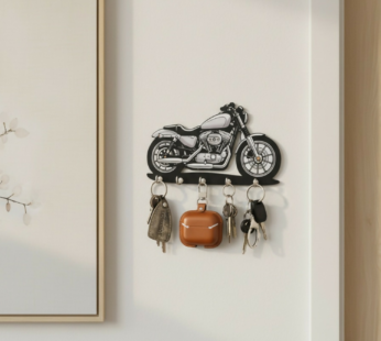 Motorcycle Design Wall Key Holder with 5 Hooks | Decorative Key Stand for Home