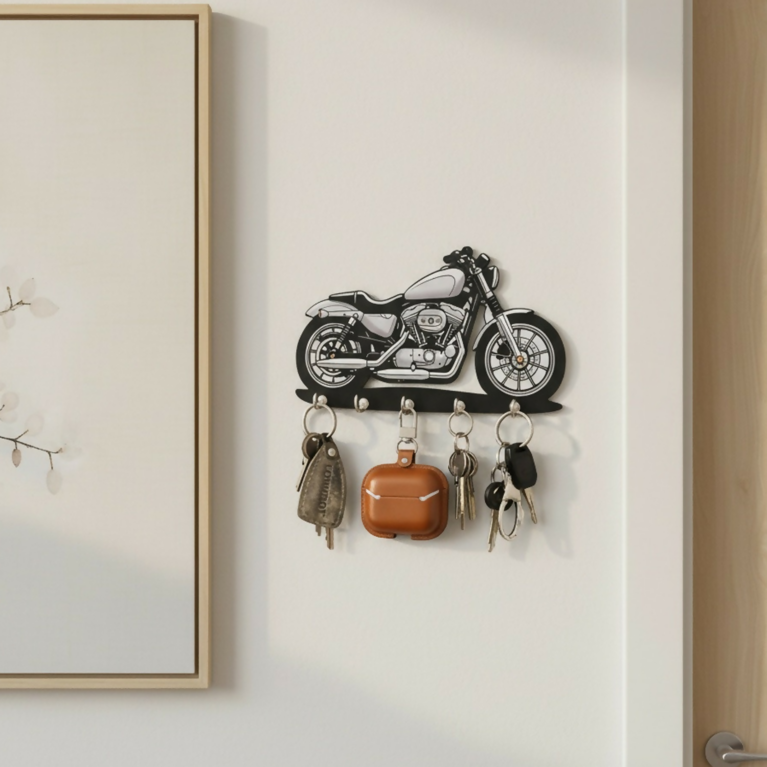Premium Motorcycle Design Wall Key Holder with 5 Hooks | Decorative Key Stand for Home - Buy Online at Alikart