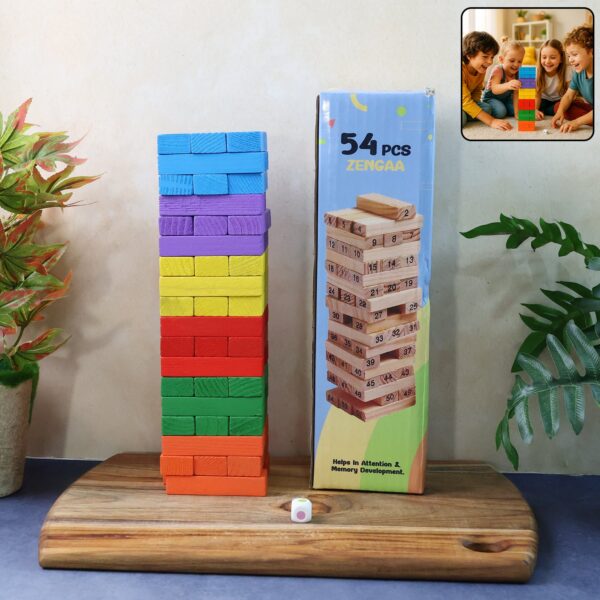Wooden Stacking Tower Game – (54 Pc)