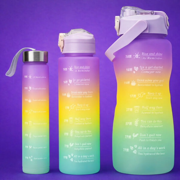Motivational Water Bottle with Time Marker Leakproof Gym Bottle