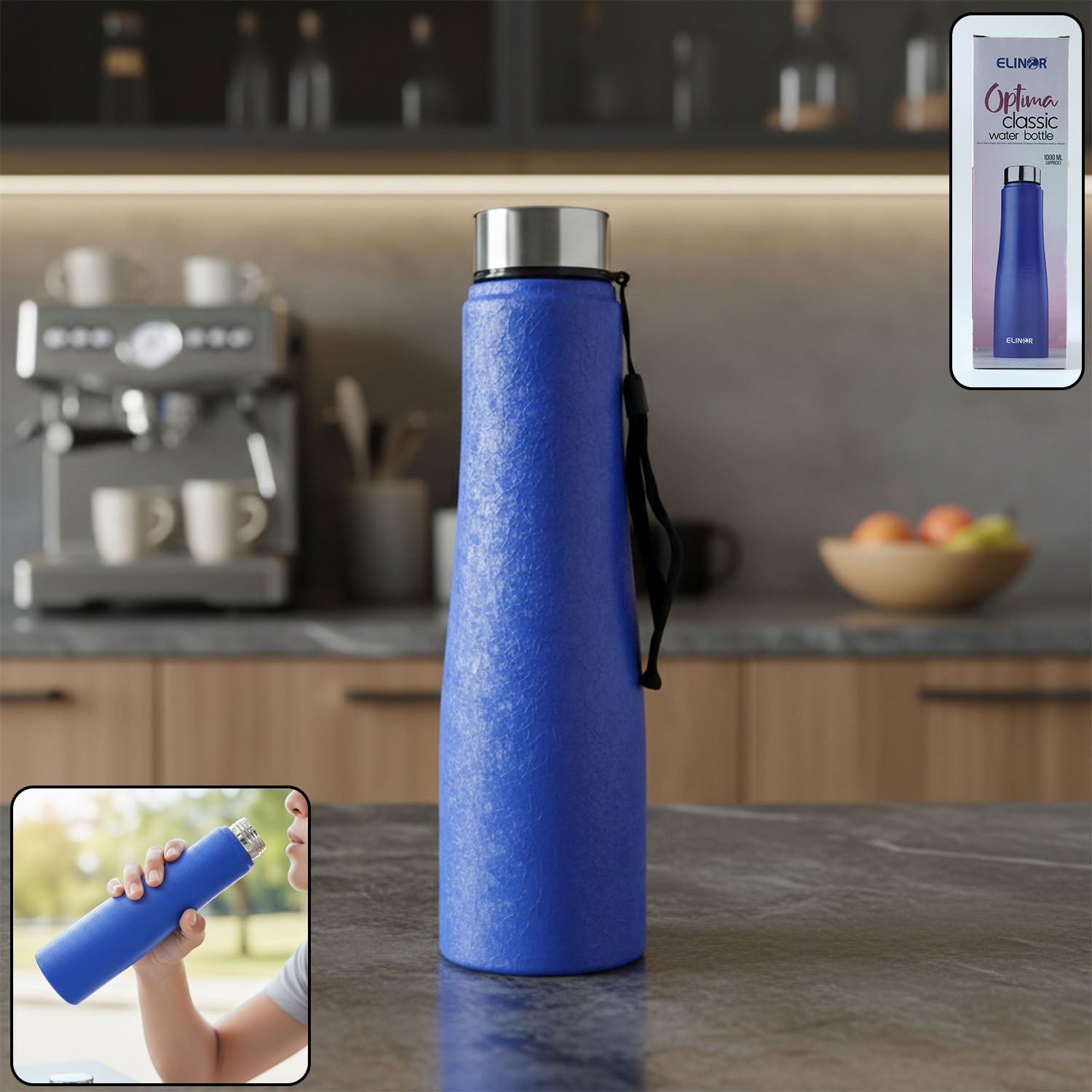 Premium Classic Stainless Steel Water Bottle Blue Color (1000 ML, 1 Piece) - Buy Online at Alikart