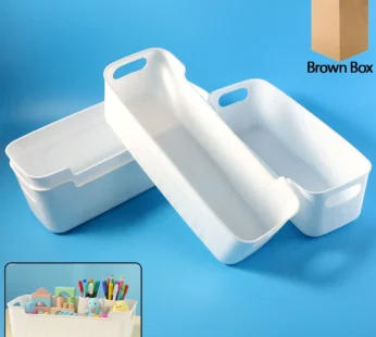 White Plastic Storage Basket Tray Set (4 Pcs)