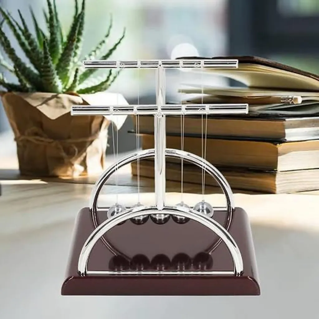 Newton Cradle Desk Toy with Metal Balls for Office Table Decoration - Detailed Feature View 1