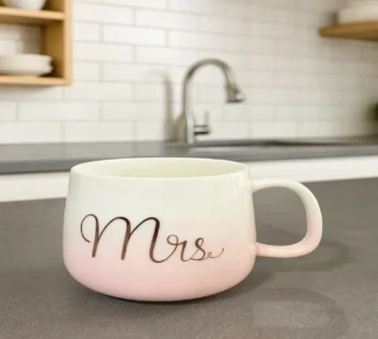 Mrs Gradient Pink Ceramic Mug | Elegant Ombre Tea & Coffee Cup for Women | Stylish Mrs Print Mug for Wife, Girlfriend, Sister & Mom | Premium Matte Finish Designer Mug | Perfect Gift for Anniversary, Birthday, Valentine’s & Daily Use