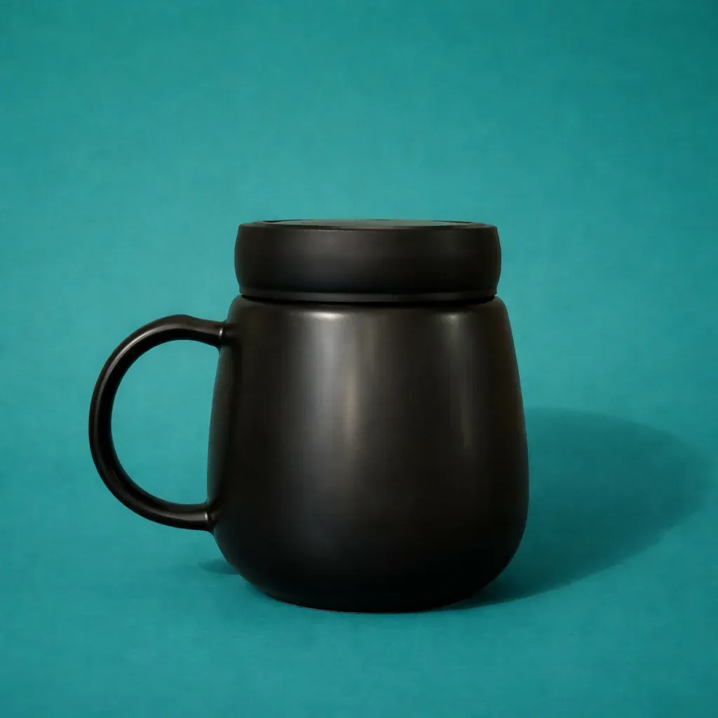 Mr Printed Ceramic Coffee Mug with Lid, Stylish Tea Cup - Detailed Feature View 3