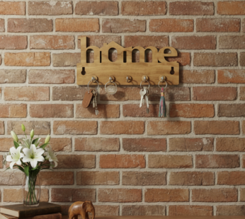 Wooden Key Holder for Wall “Home” – Handcrafted MDF Key Organizer | Decorative Wall Key Stand