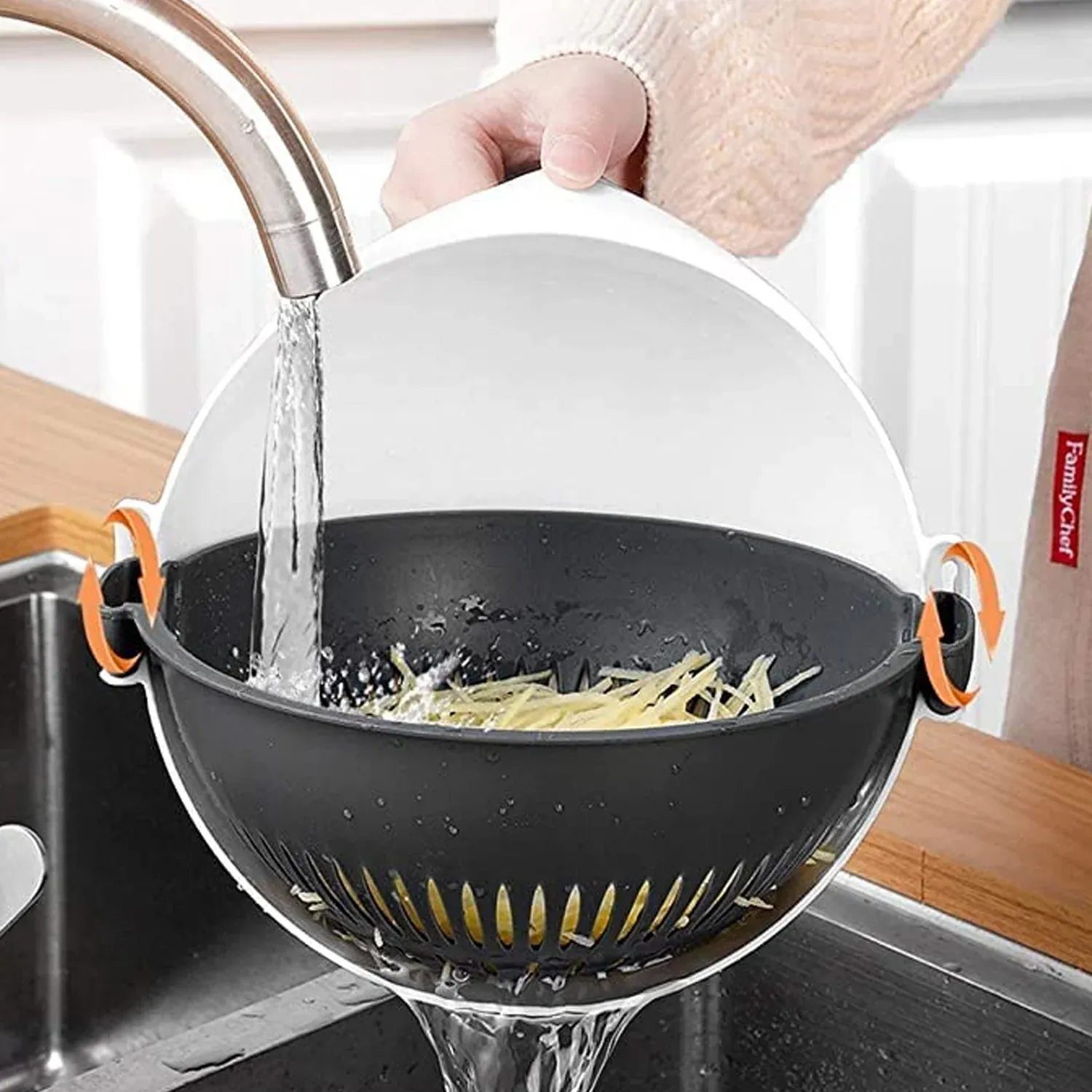 2-in-1 Vegetable Washing Bowl with Strainer - Multipurpose Kitchen Colander - Detailed Feature View 2