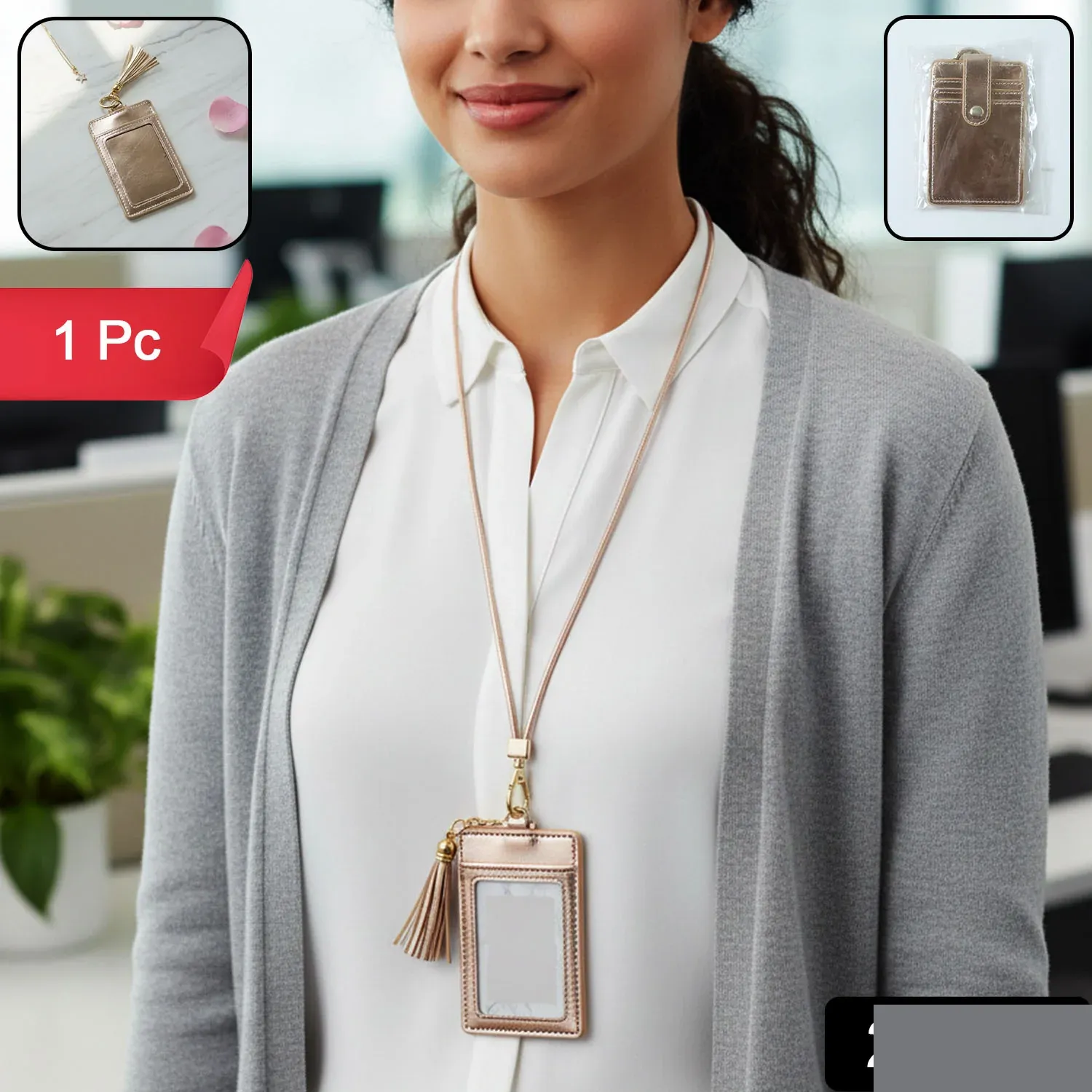 PU Leather Card Holder Wallet with Button Strap & ID Window - Detailed Feature View 1