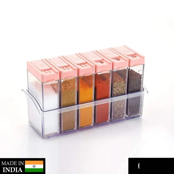 6-Piece Airtight Multicolor Plastic Spice Jars Set