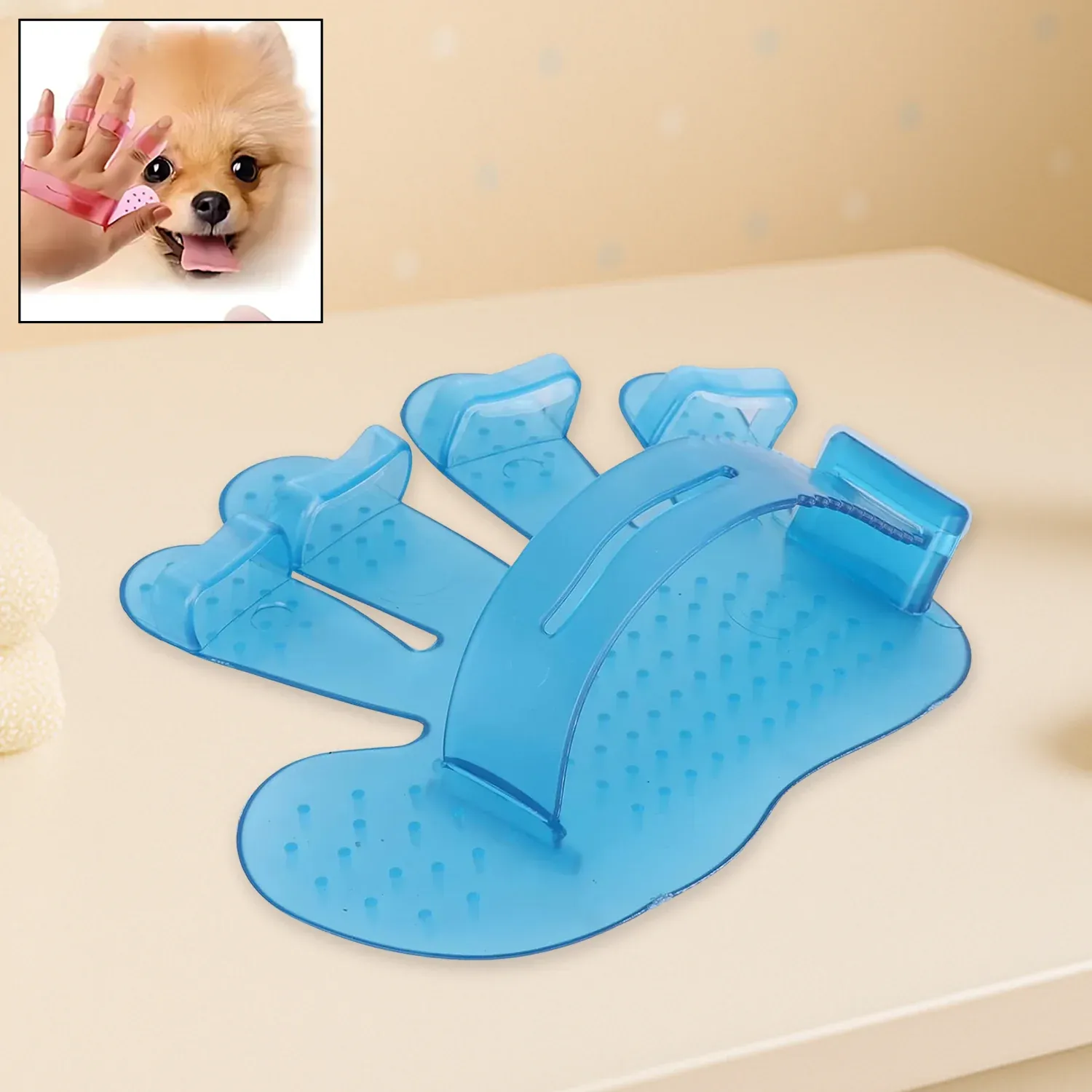 Rubber Pet Cleaning Massaging Grooming Glove Brush - Detailed Feature View 1