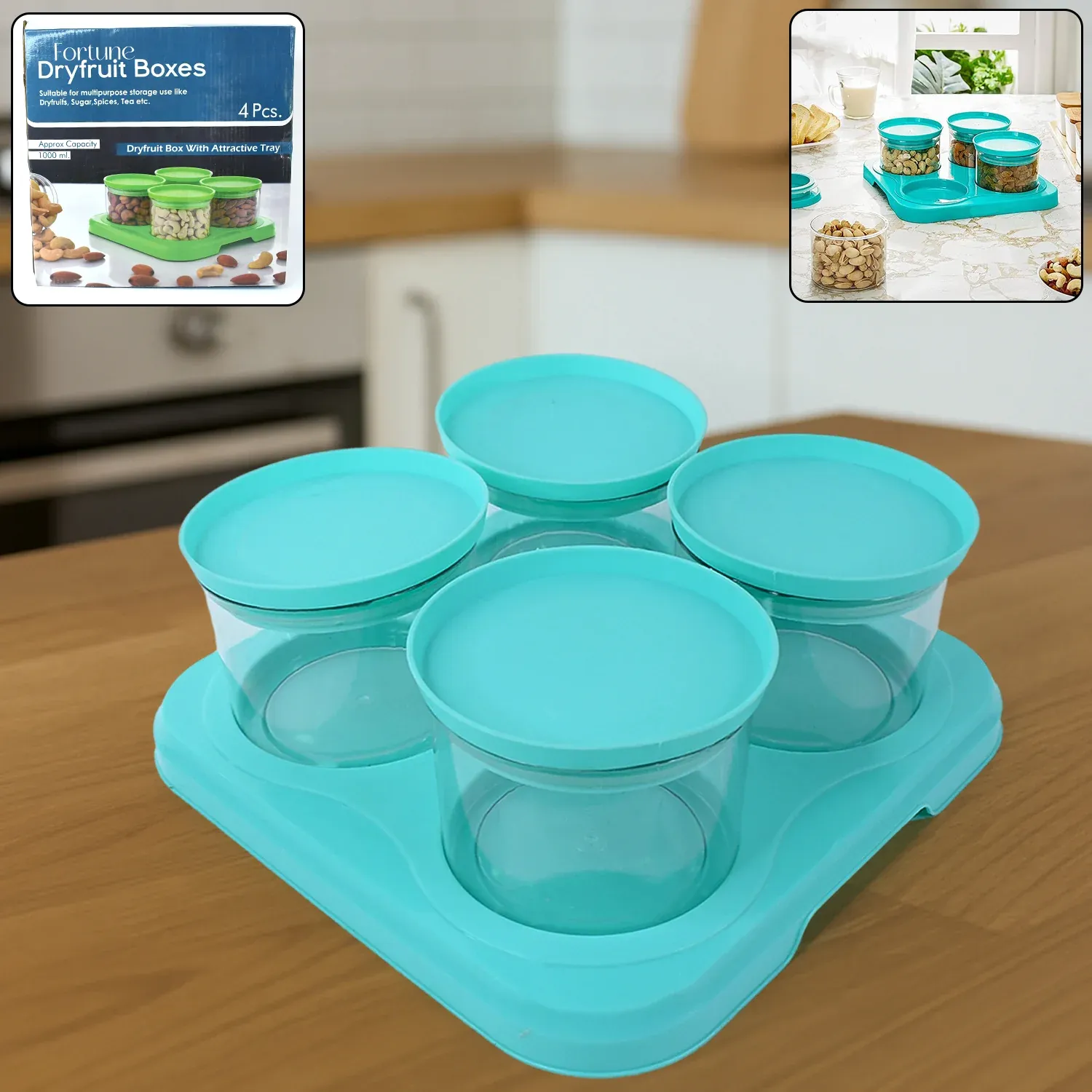 Premium Mukhwas Dani Set – Airtight 4 Pc Jars with Stylish Tray | Organivo - Buy Online at Alikart