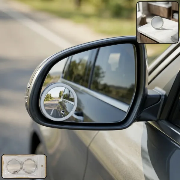 360° Adjustable Car Blind Spot Mirrors – 2 Pc Wide Angle