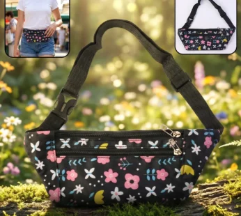 Floral Print Adjustable Waist Bag with Multiple Zipper Pockets
