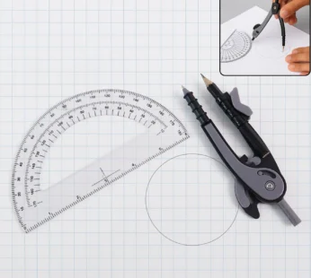 2-Piece Geometry Protractor Set with Lock and Transparent Protractor