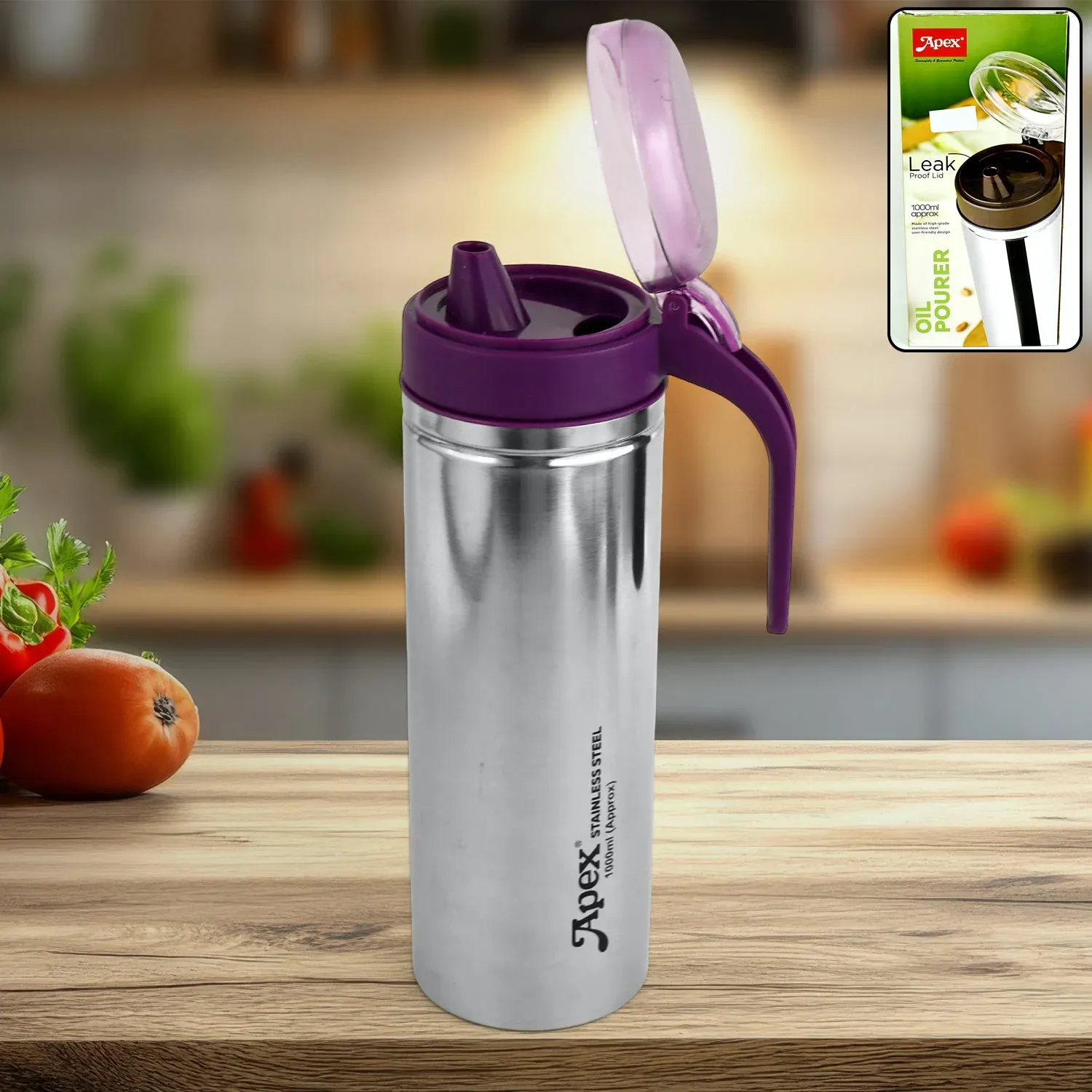 Premium Apex 1000ml Stainless Steel Oil Pourer with Anti-Drip Spout - Buy Online at Alikart