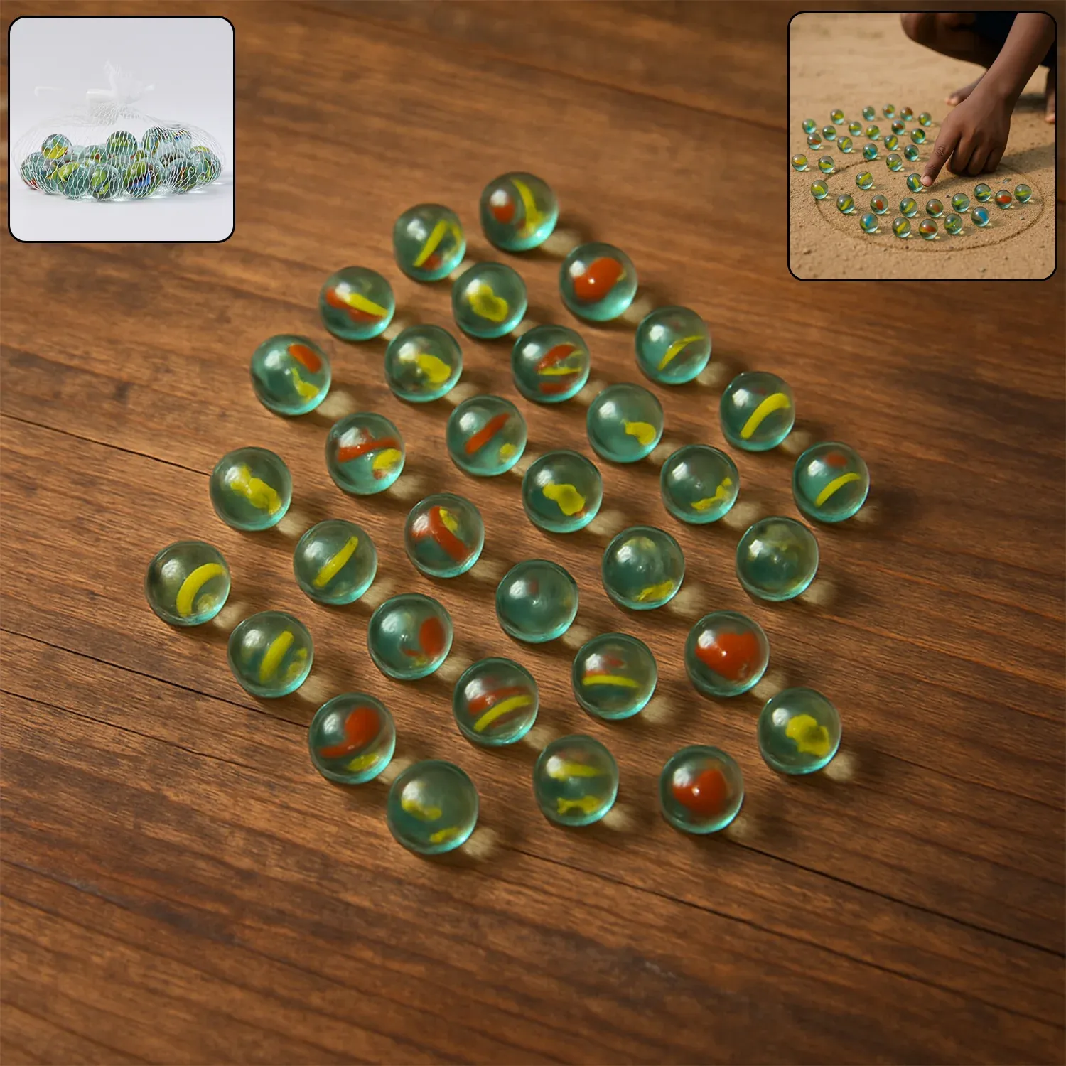 Premium Classic Glass Marbles for Kids – Set of Approx 35 Vibrant Kanchas - Buy Online at Alikart