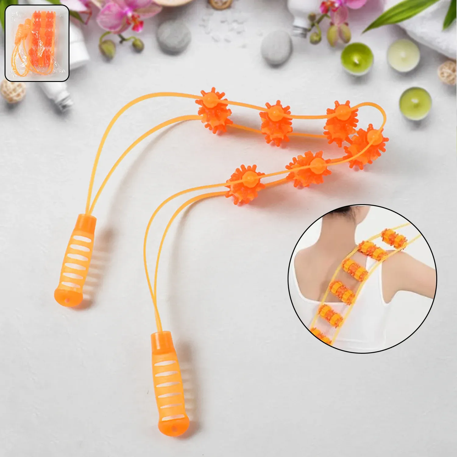 Velvet Wellness Handheld Back Massage Roller Rope - Portable Pain Relief - Detailed Feature View 2