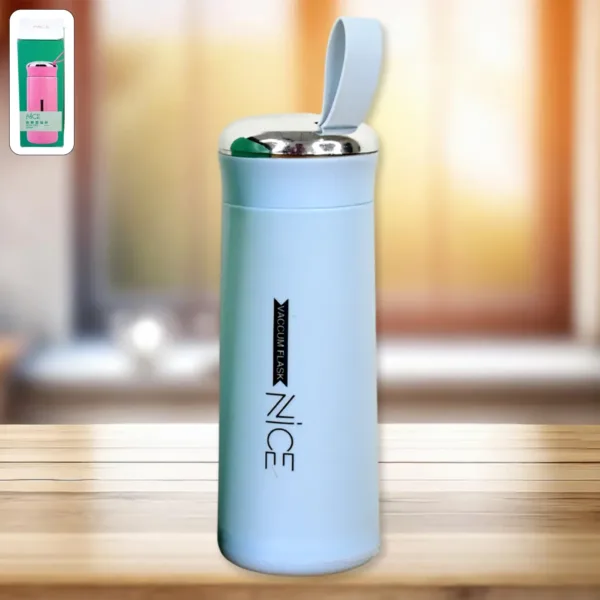 Glass Water Bottle 400ml Leak Proof – Light Blue