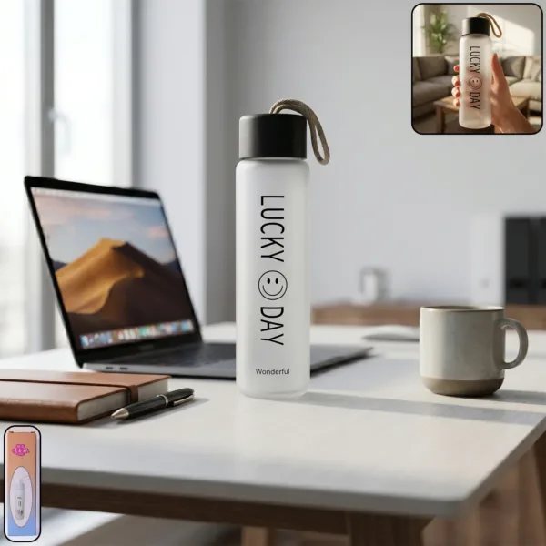 Frosted Glass Water Bottle – Leakproof & Travel-Friendly Design