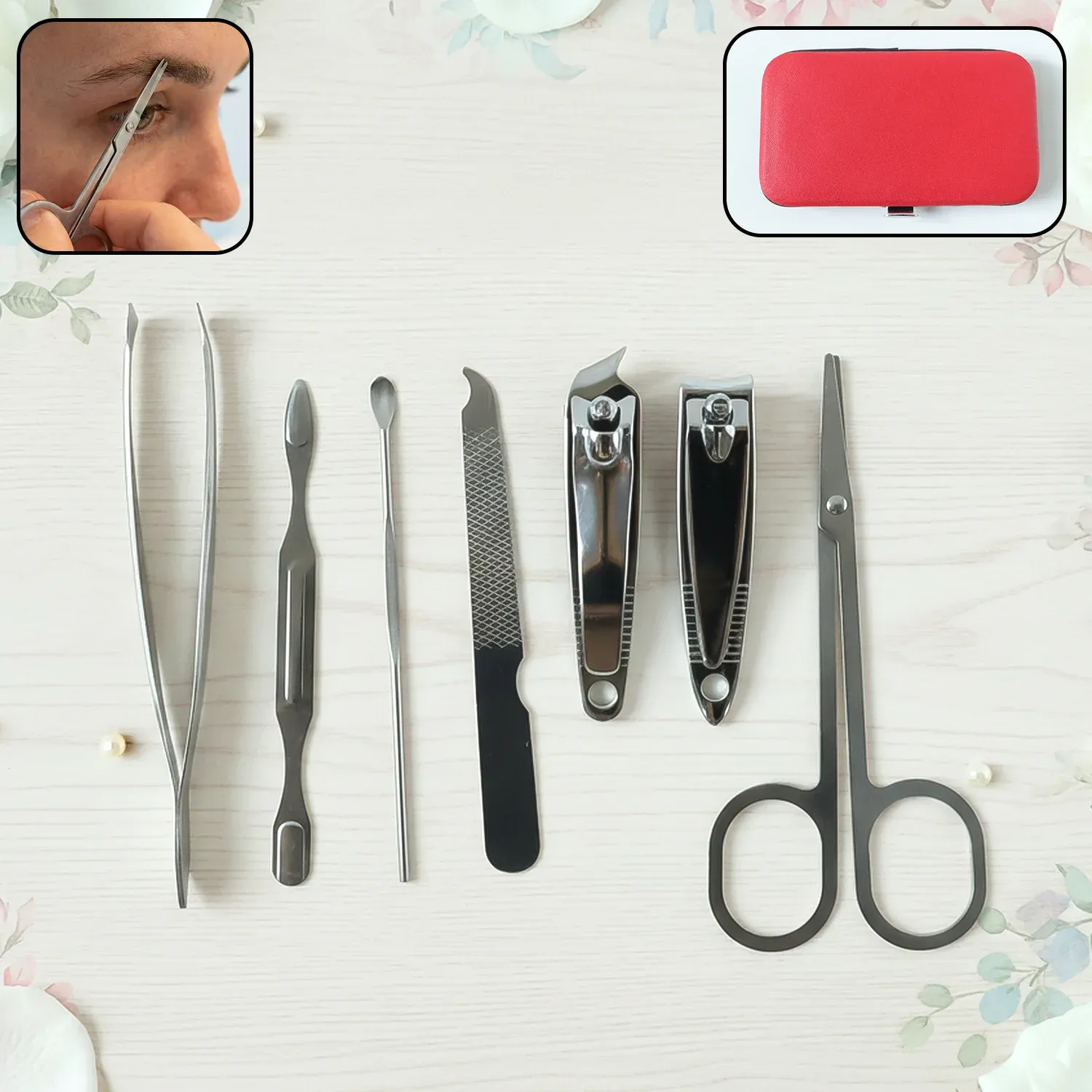 Premium 7-in-1 Stainless Steel Manicure & Pedicure Grooming Kit - Buy Online at Alikart