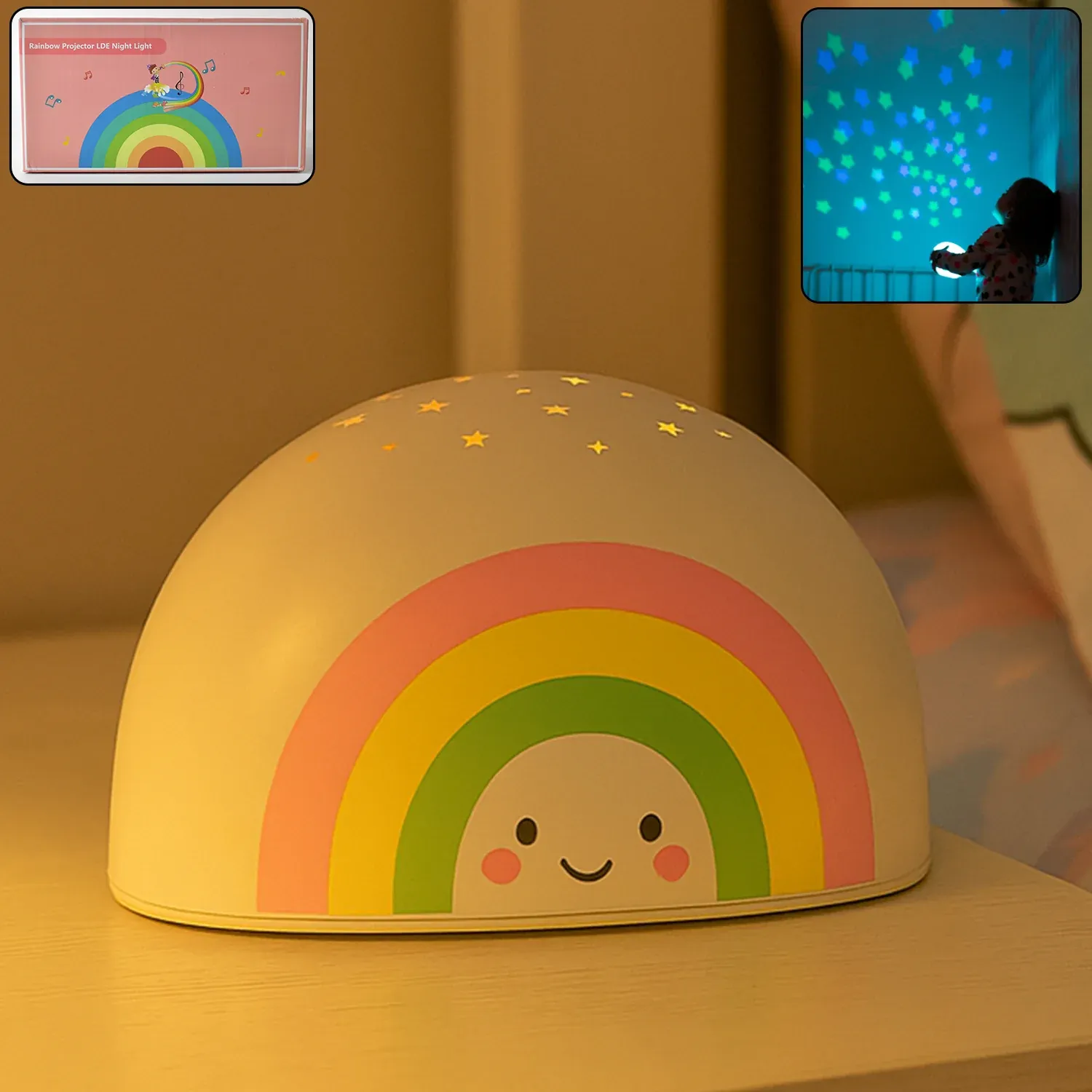 Rainbow Projector LED Night Light for Kids – Starry Sky Lamp - Detailed Feature View 2