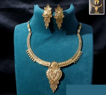 Royal Heritage Leaf Choker Necklace Set – Traditional Design for Festive & Wedding Wear