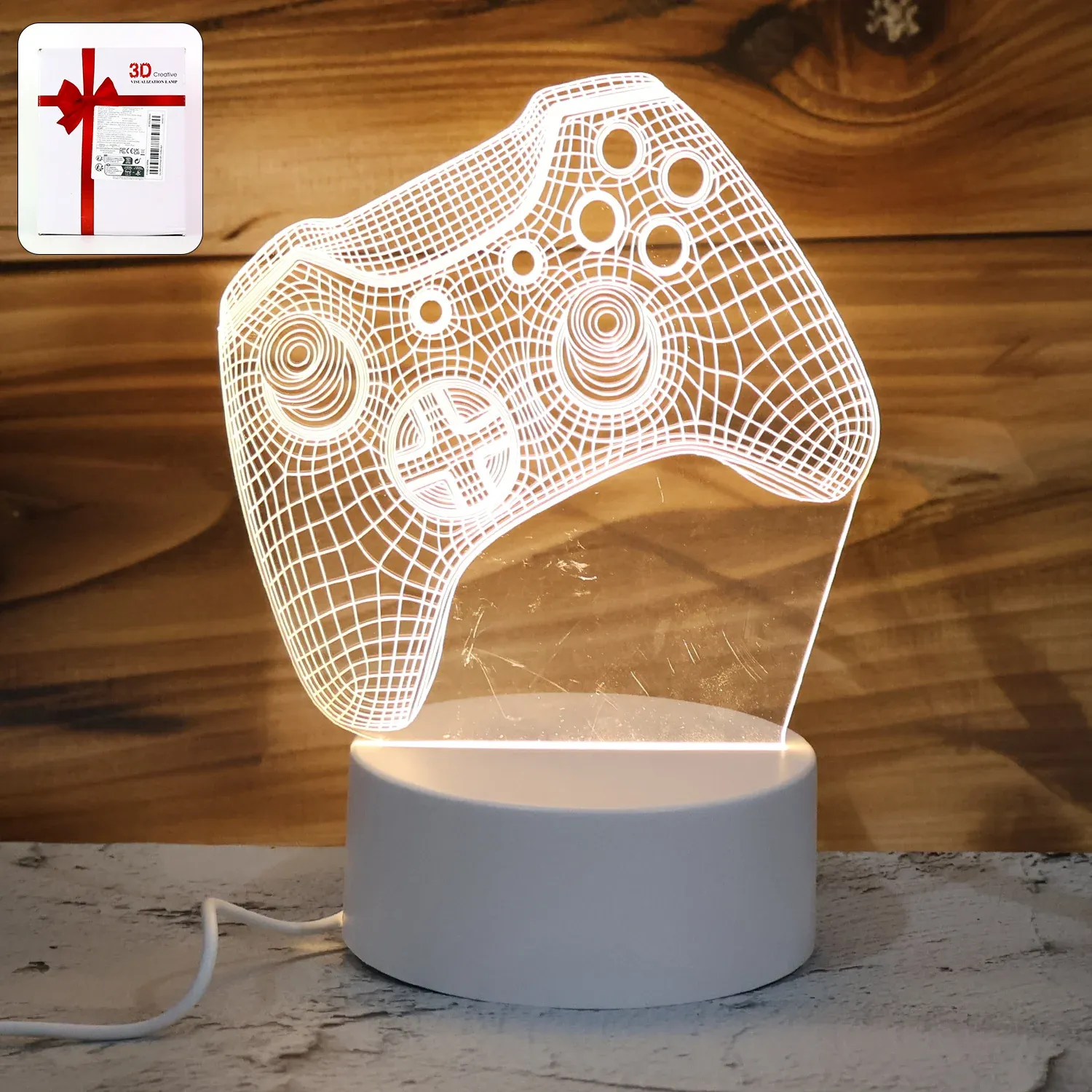 3D Illusion LED Night Lamp with Gaming Controller Design - Detailed Feature View 2