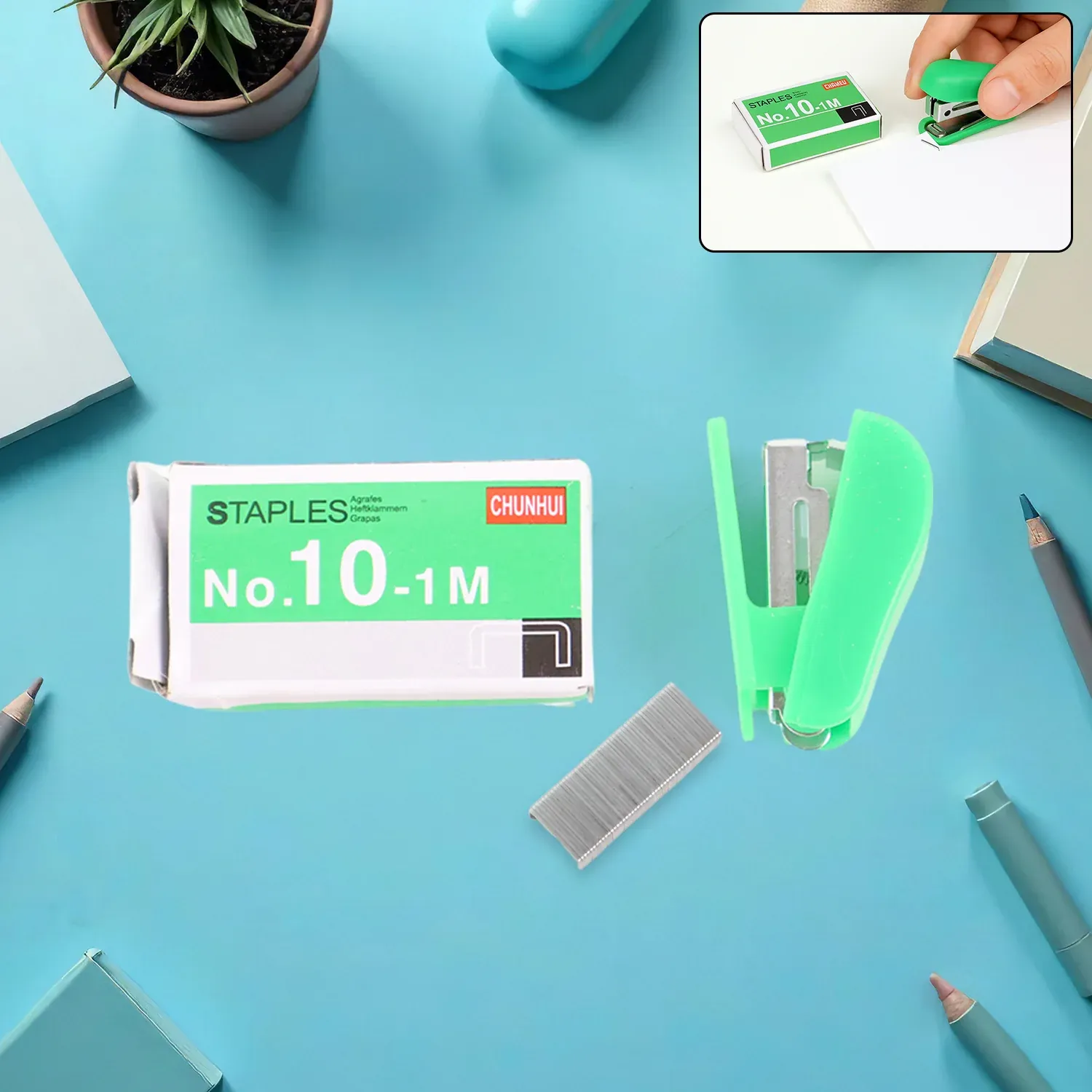 Mini Stapler with 1 Strip of Staples (1 Set) - Detailed Feature View 4