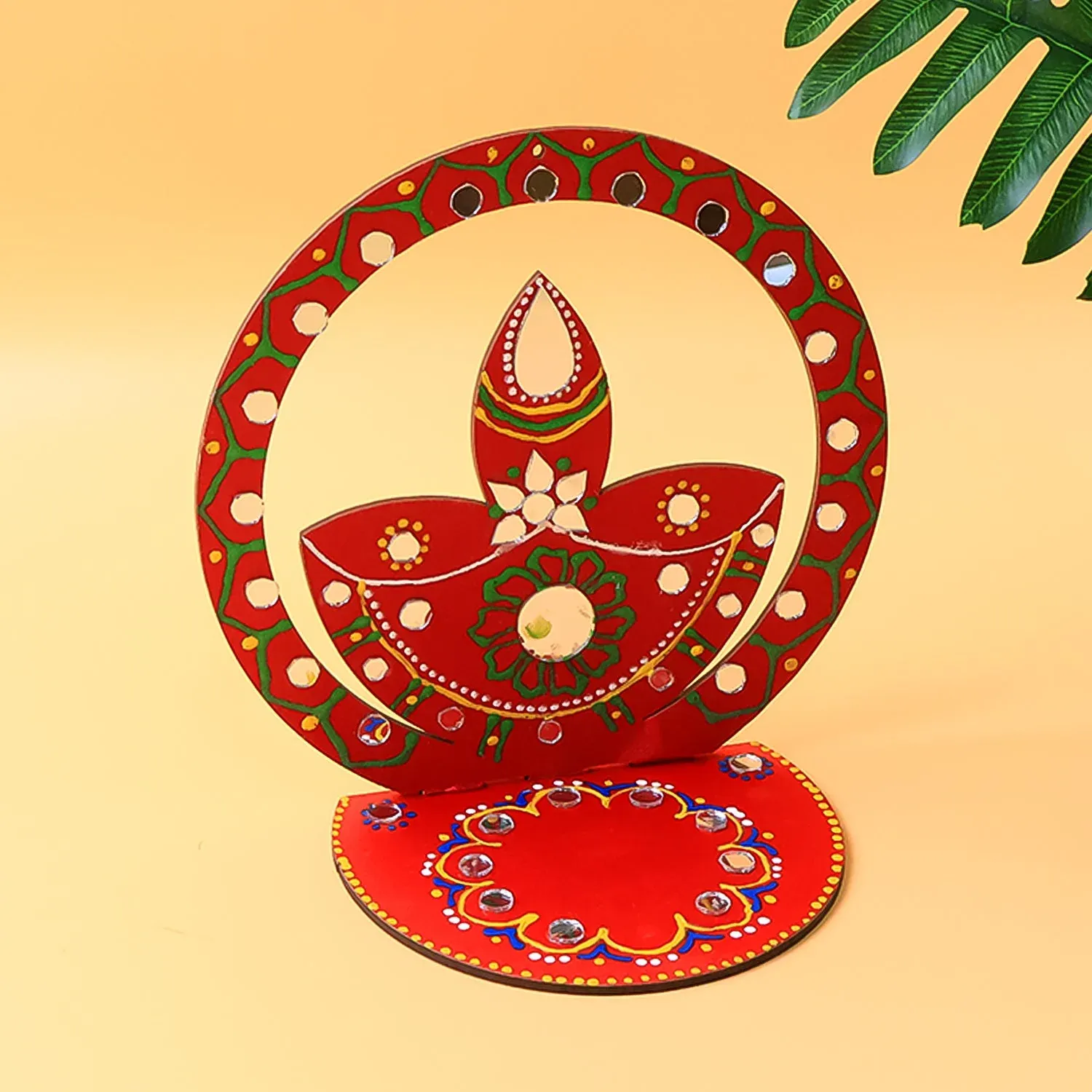 Premium Wooden Decorative Diya Stand – Handcrafted Festive Tea Light Holder - Buy Online at Alikart