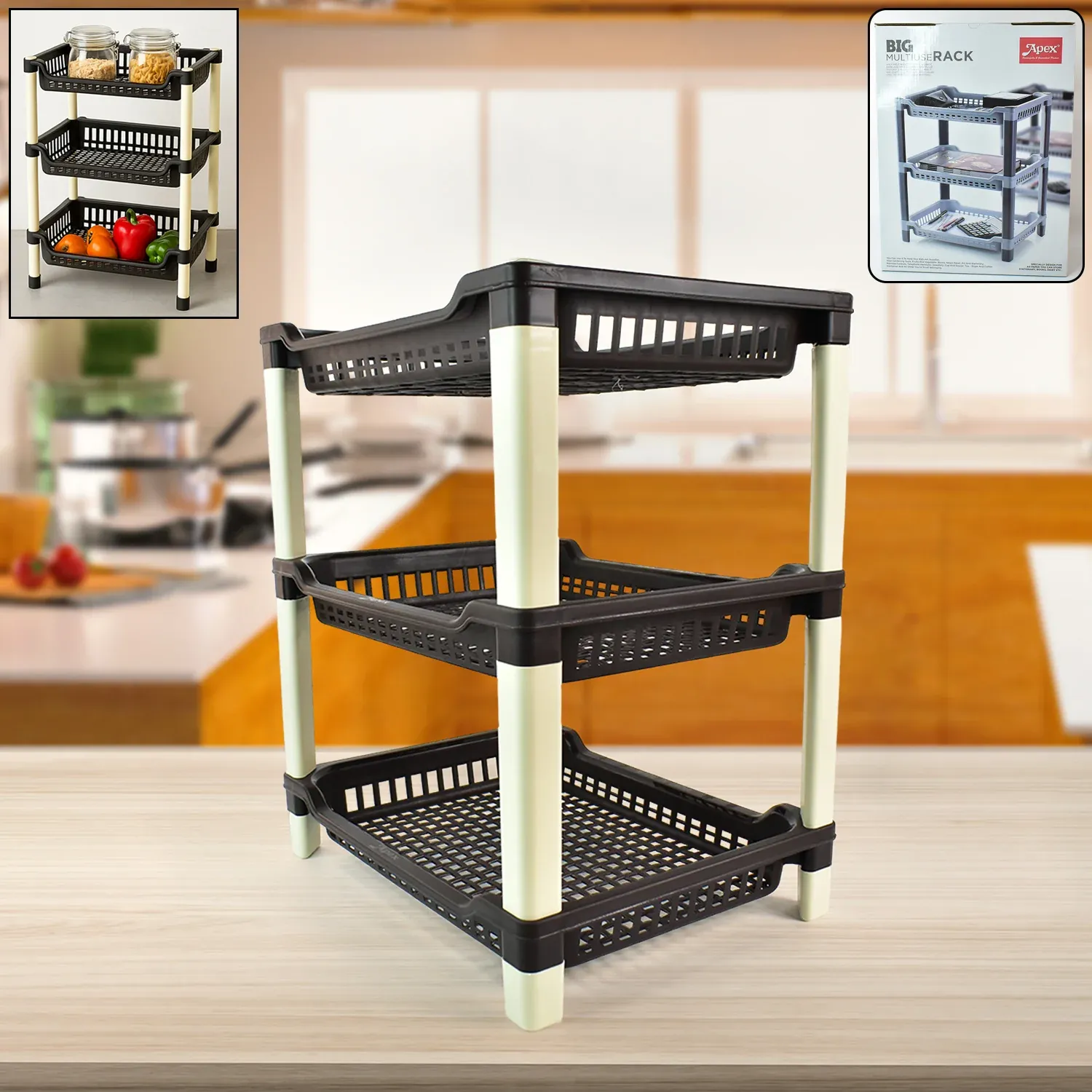 Premium Plastic Storage Rack – 3-Tier Durable Multi-Use Organizer - Buy Online at Alikart