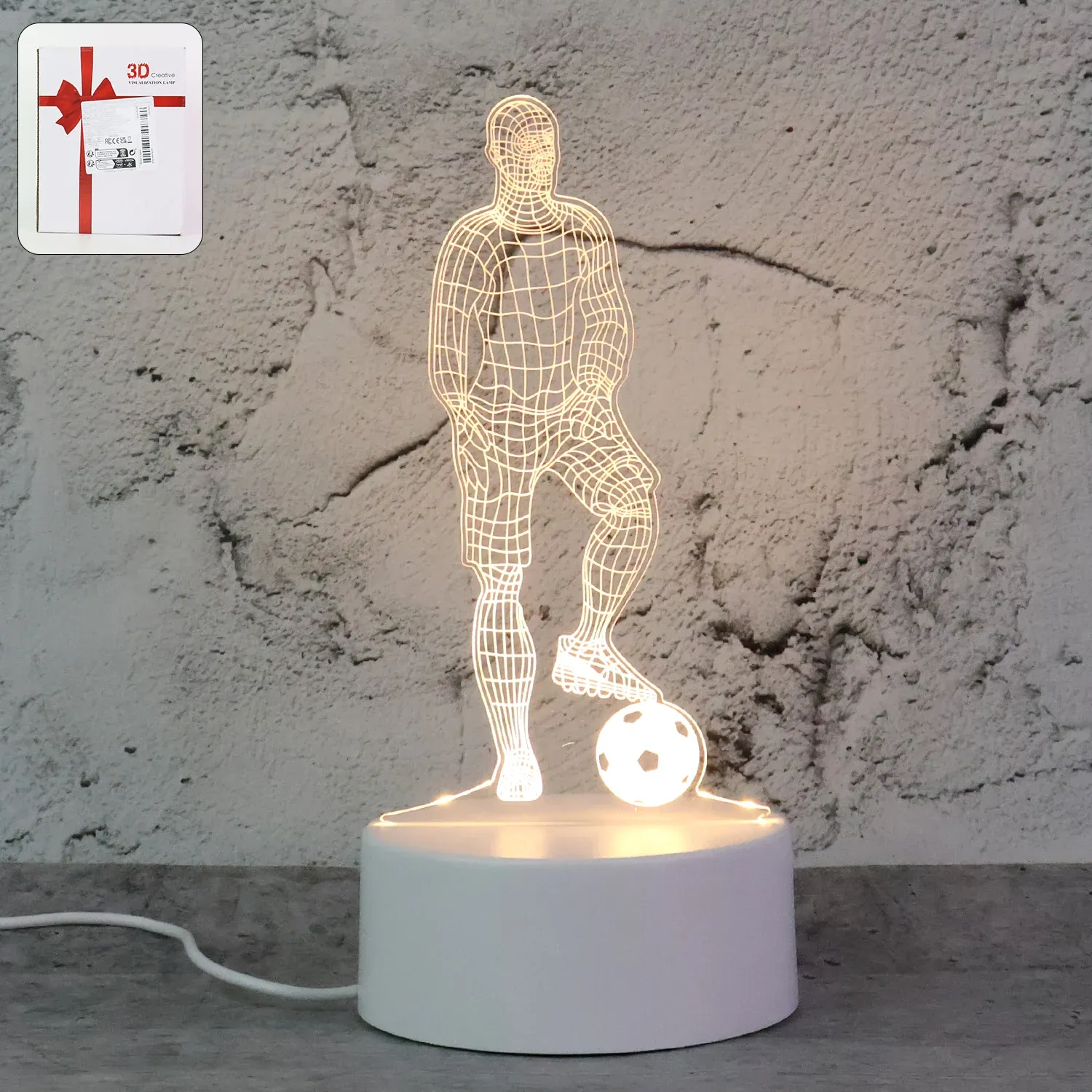 Premium 3D Illusion LED Night Lamp with Football Player Design - Buy Online at Alikart
