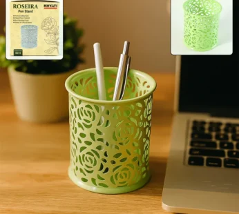 Khyati Roseira Metal Pen Stand – Elegant Floral Desk Organizer