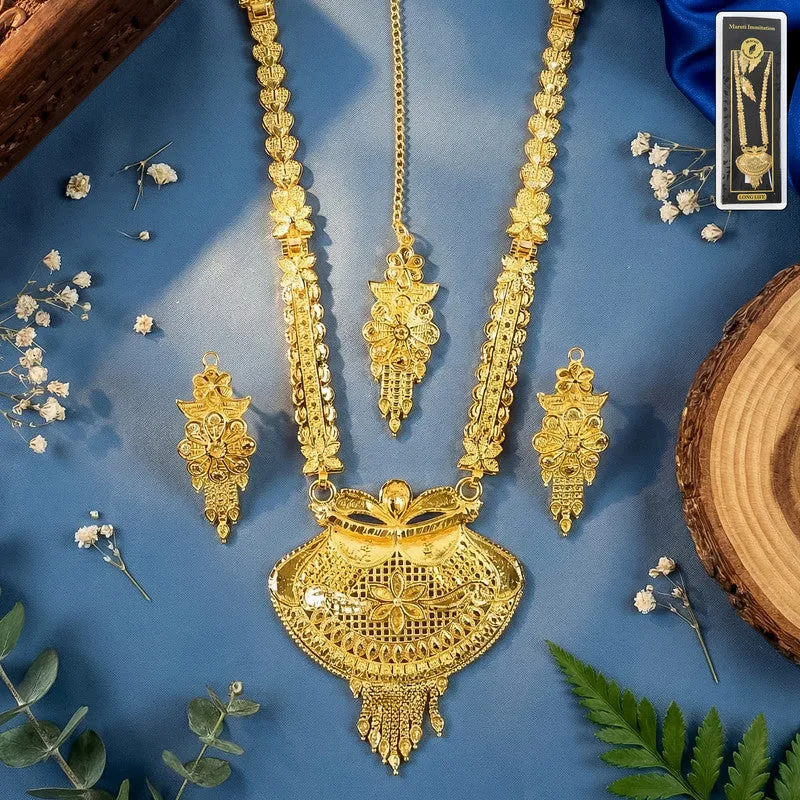 Premium Royal Heritage Gold-Plated Bridal Necklace Set for Weddings - Buy Online at Alikart