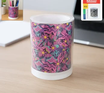 Khyati Crystal Round Pen Stand – Stylish Transparent Desk Organizer