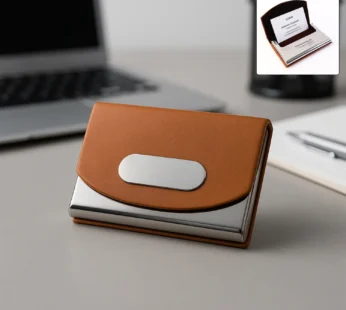 Premium Leather & Stainless Steel Business Card Holder
