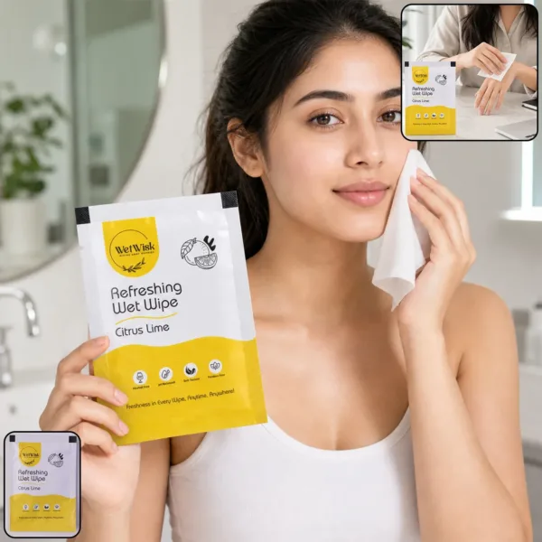 Citrus Lime Refreshing Wet Wipe for Face, Hands & Body (1 Pc)