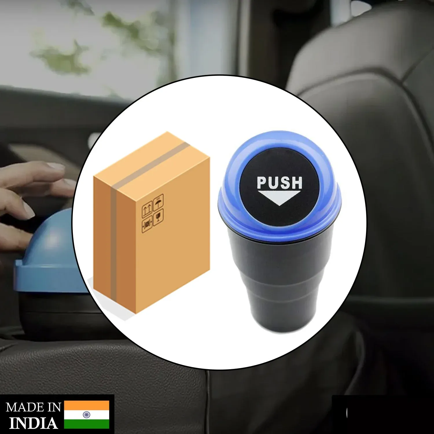 Car Dustbin – Compact & Portable Waste Bin for Vehicles | Velvet Wheels - Detailed Feature View 1