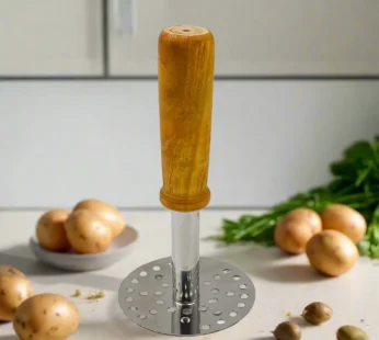 Stainless Steel Potato Masher with Wooden Handle – Durable Kitchen Tool