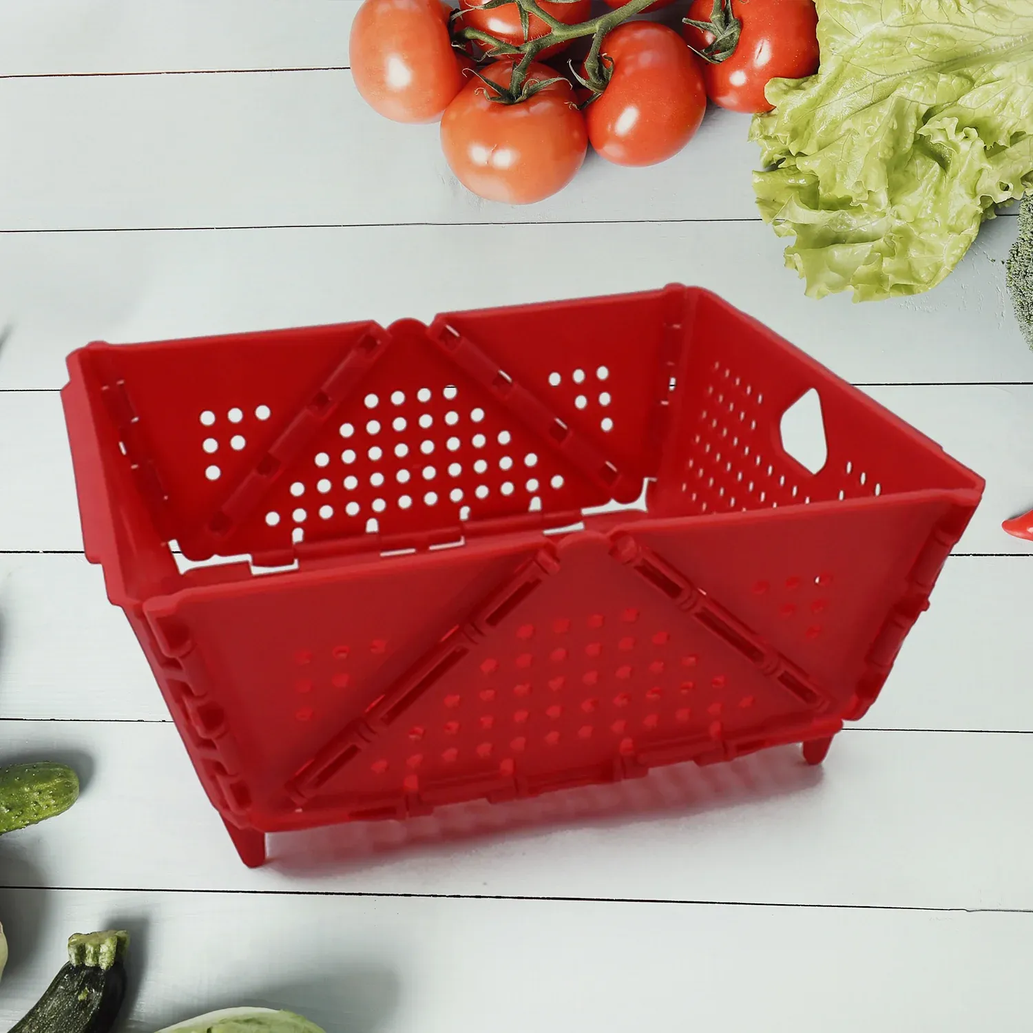 Premium Foldable Storage Basket – Ventilated & Space-Saving | Tidy Table - Buy Online at Alikart