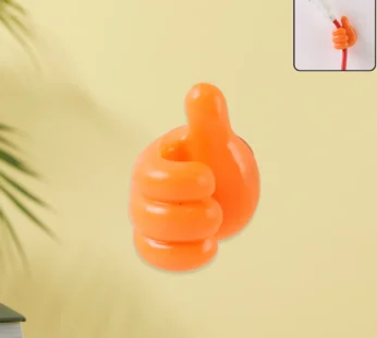 Orange Hand-Shaped Silicone Wall Clip Holder for Keys & Cables