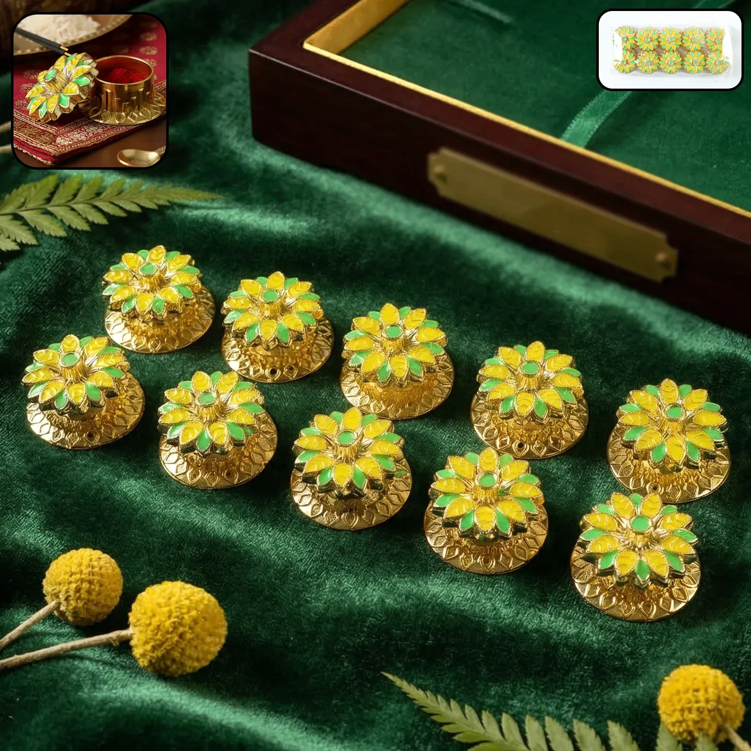 Premium Decorative Kankavati Kumkum Storage Set (10 Pc Set, Mix Design) - Buy Online at Alikart