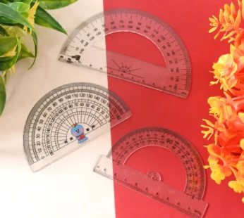 Multipurpose Transparent Plastic Protractor Set (3 Pcs Set)