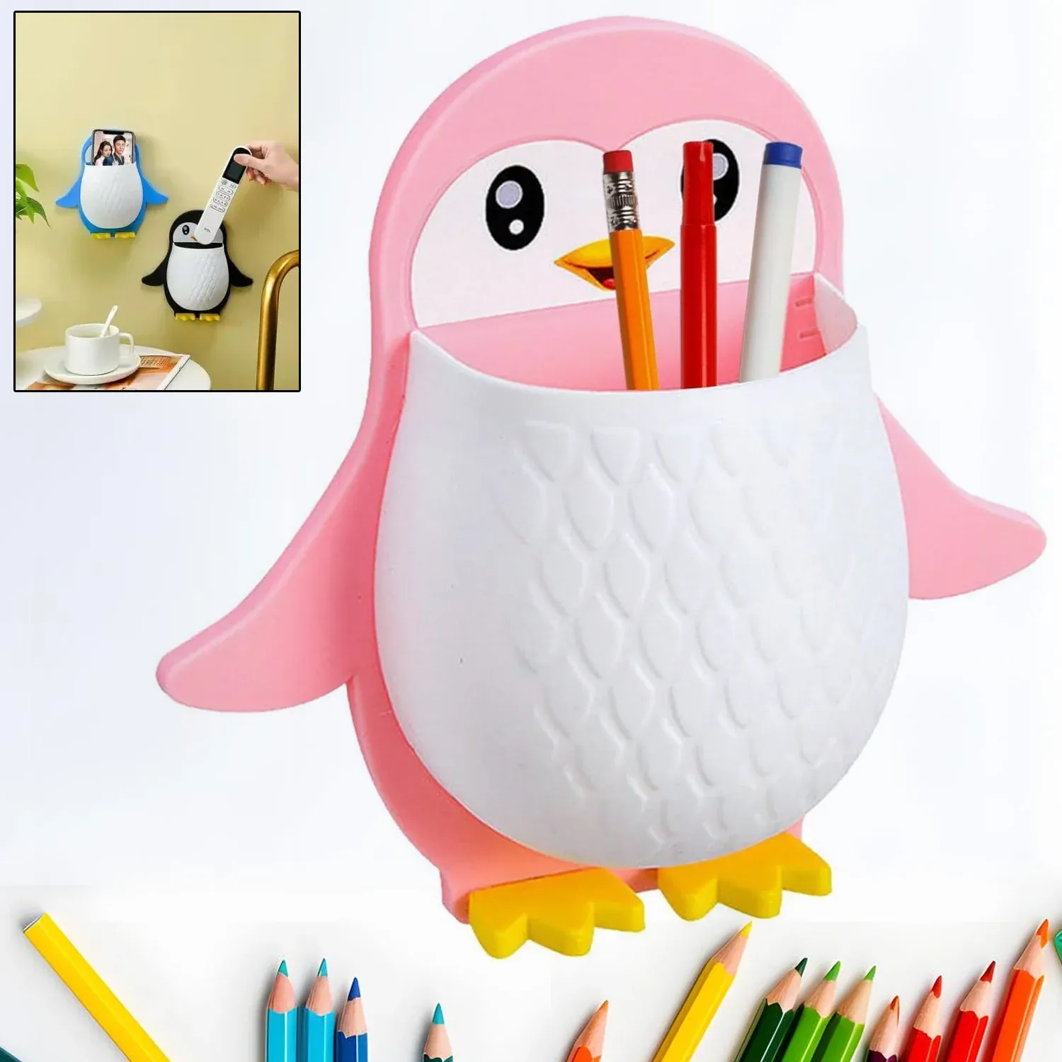 Premium Penguin Storage Box – Wall Mount Organizer for Remote & Toothbrush | VoltDesk - Buy Online at Alikart