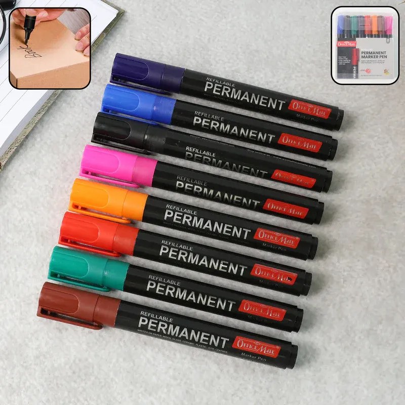 Premium Permanent Marker Set – 8 Refillable Quick-Drying Colors - Buy Online at Alikart