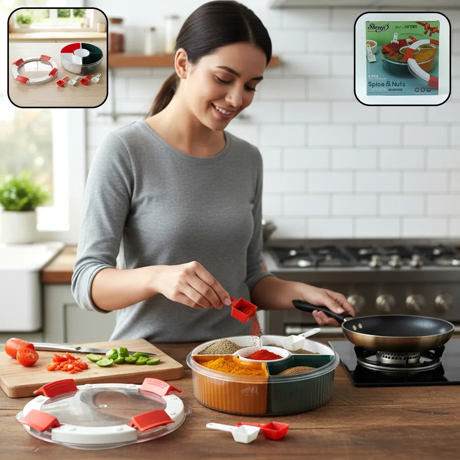 Premium Plastic 5-compartment Spice Storage Box – Easy Kitchen Organization - Buy Online at Alikart