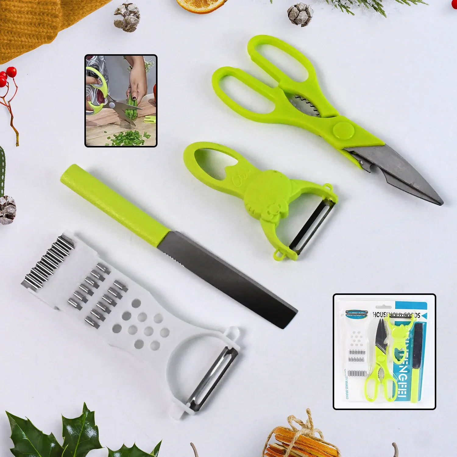 Premium Kitchen Cutting Set – 4-Piece Stainless Steel Multi-Tool Kit - Buy Online at Alikart