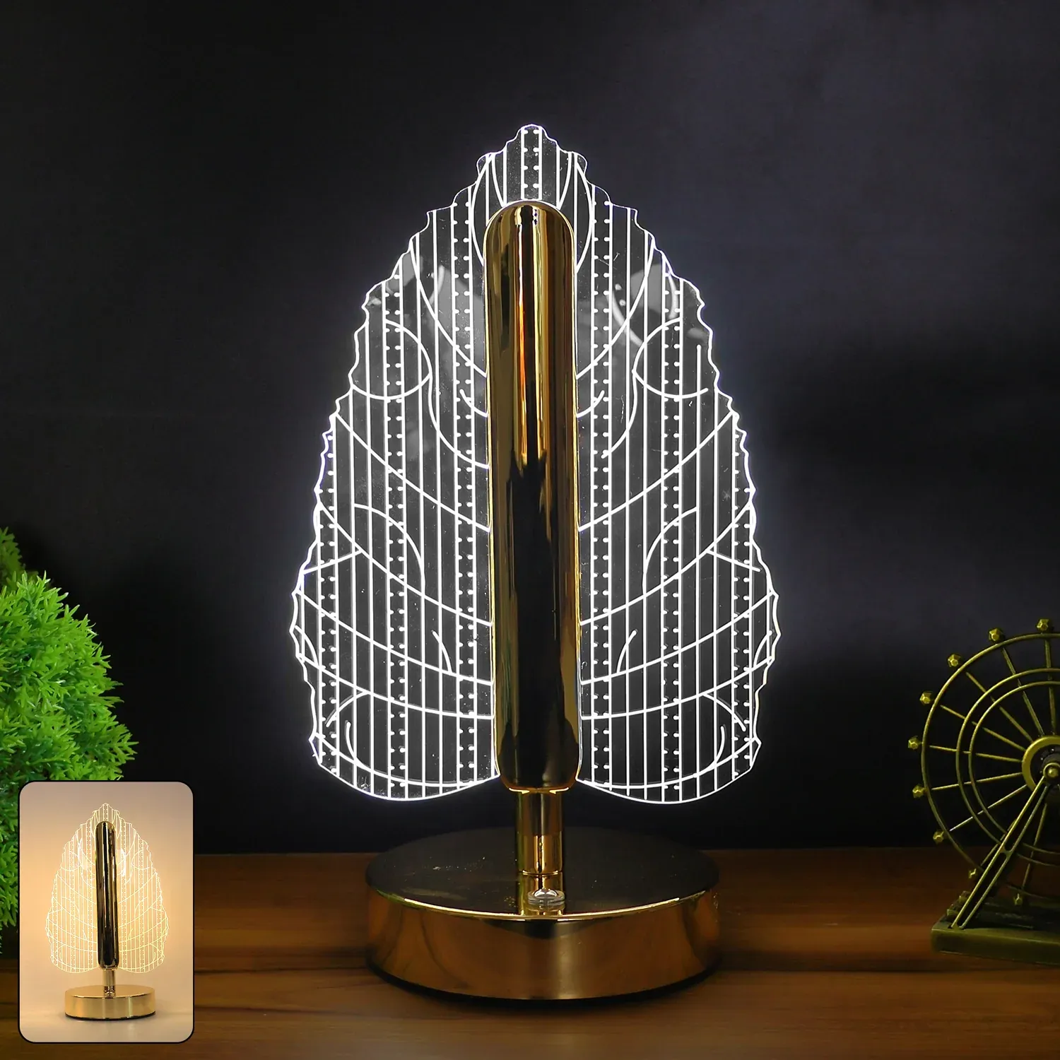 Elegant Plastic LED Table Lamp with Leaf Design Shade (1 Pc) - Detailed Feature View 6