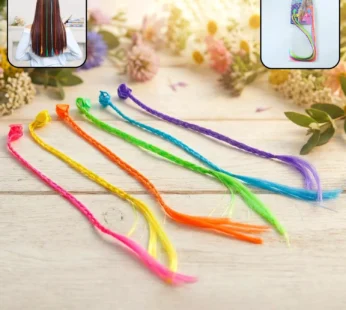 Colourful Braided Clip-In Hair Extensions for Girls & Kids, 6 Pc Set