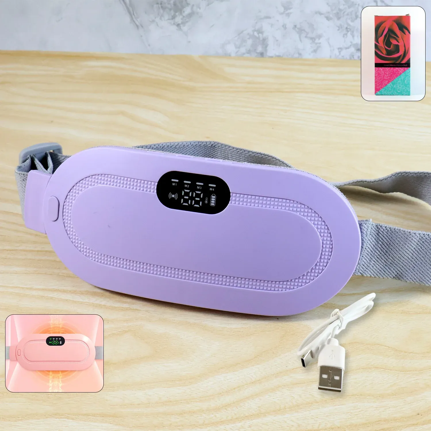Premium Menstrual Cramp Relief Belt – Rechargeable Heating Pad | Velvet Wellness - Buy Online at Alikart