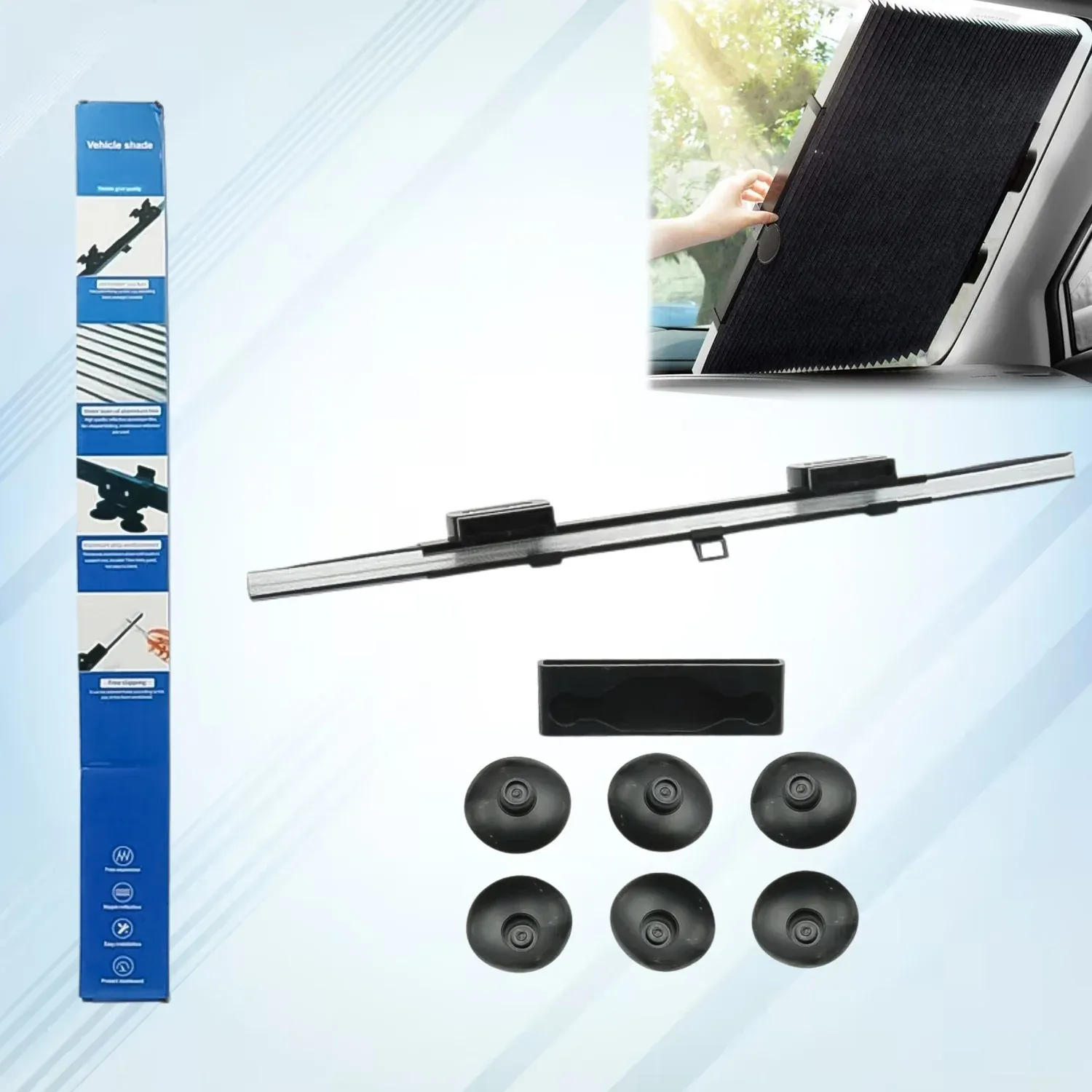 Premium Retractable Long Foldable Windshield Sun Shade for Car (1 Set) - Buy Online at Alikart